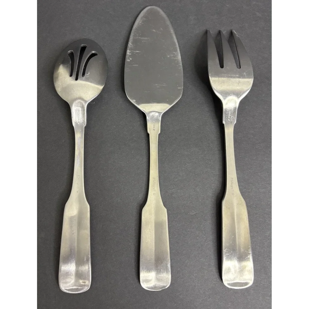 3 Pfaltzgraff Sierra Satin Serving Pieces Meat Fork Slotted Spoon Pie Server
